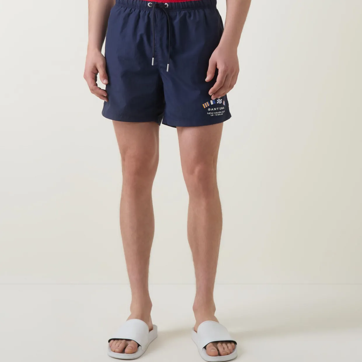 Logo Flag Drawstring Swim Shorts