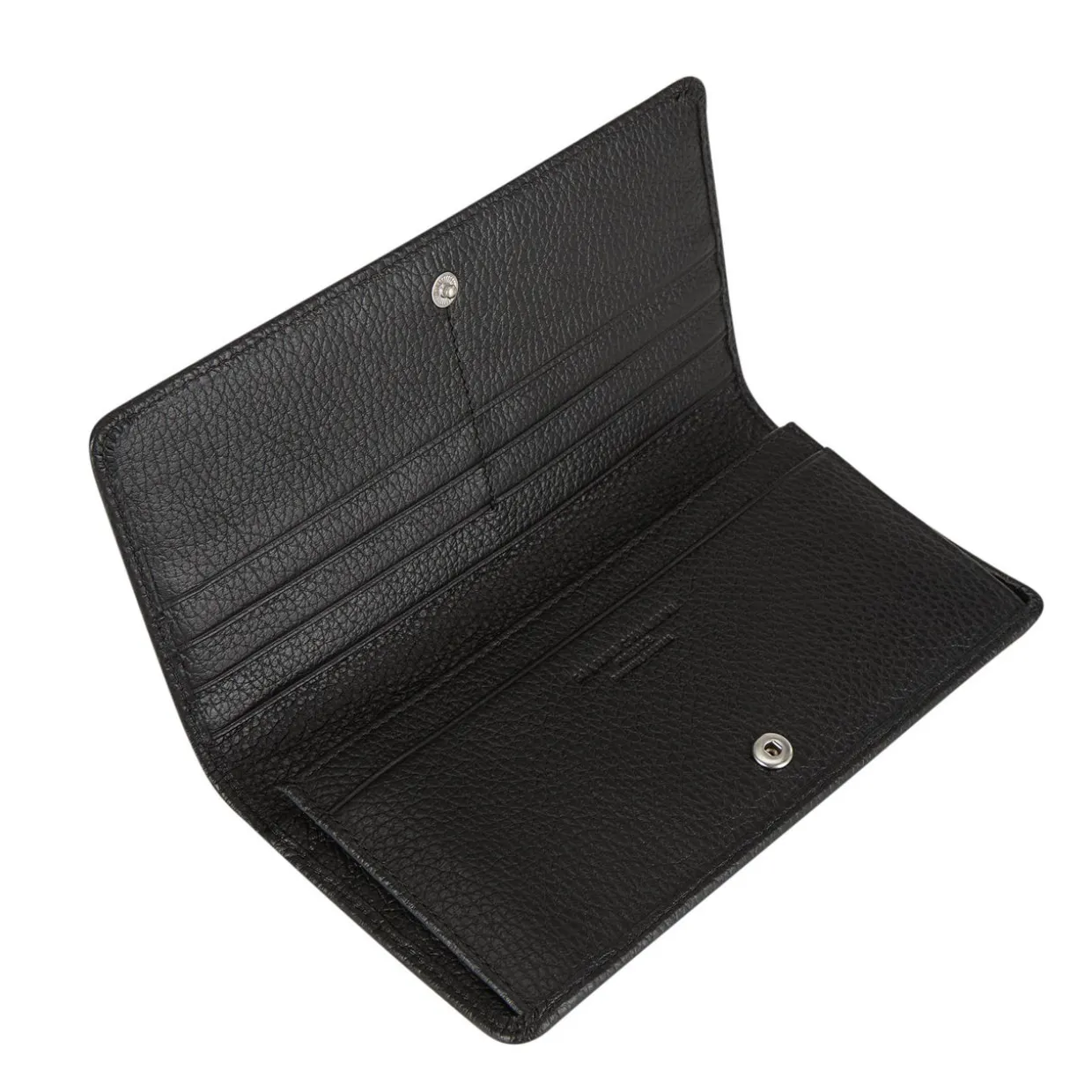 Logo Grained Leather Flap Wallet