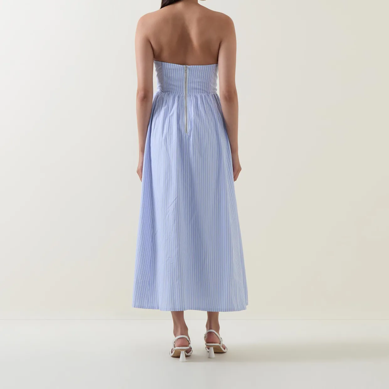 Lola Corset Pinstripe Flared Dress