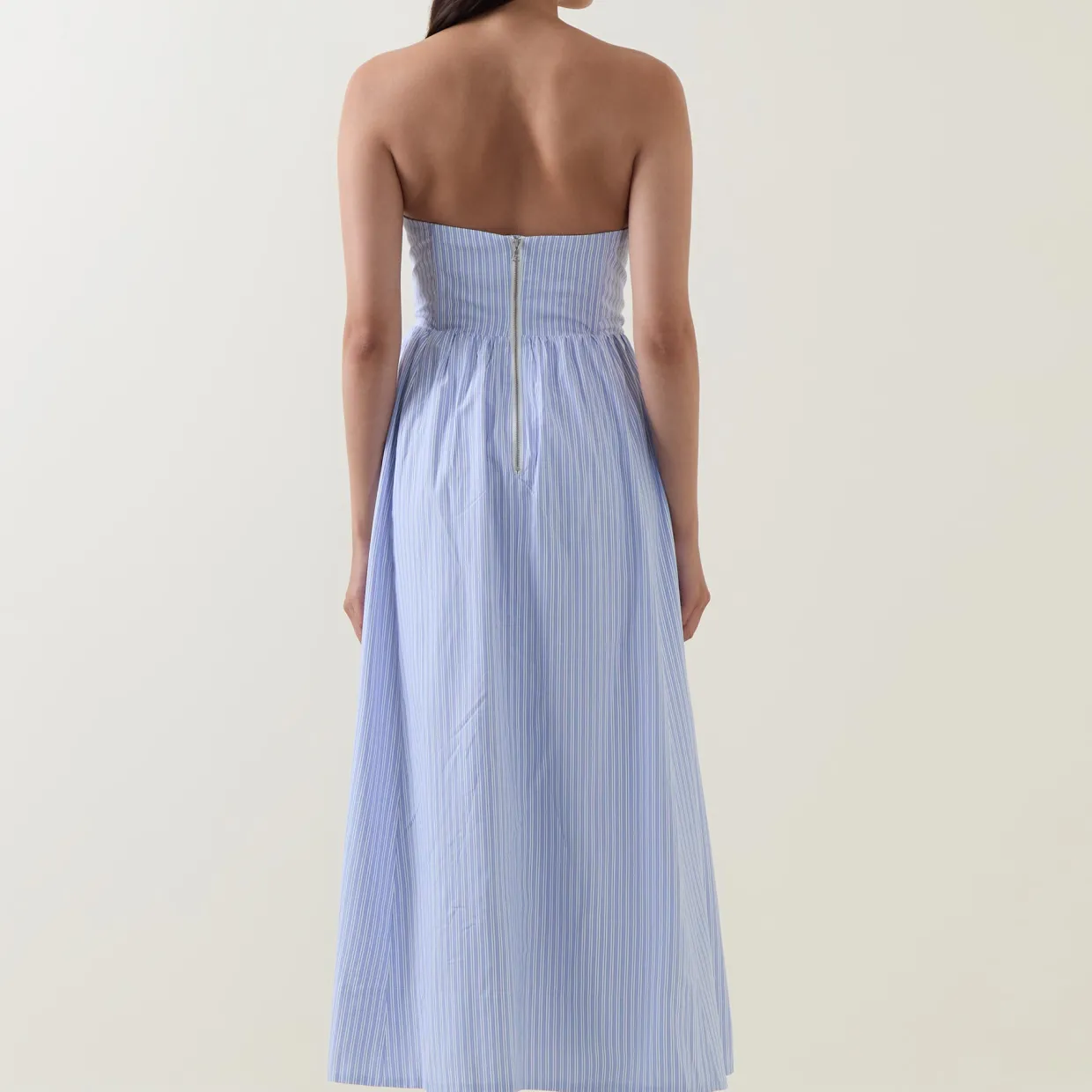 Lola Corset Pinstripe Flared Dress
