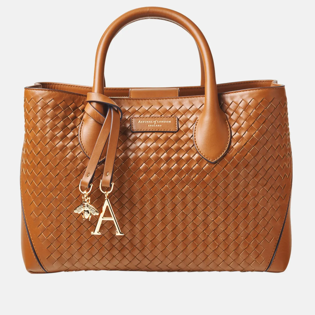 London Small Woven Leather Tote Bag