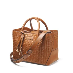 London Small Woven Leather Tote Bag