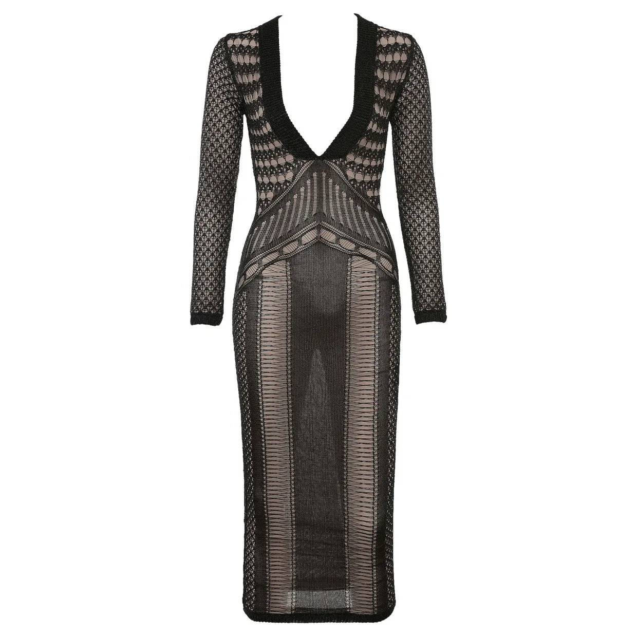 Loula Plunge Open-Knit Dress