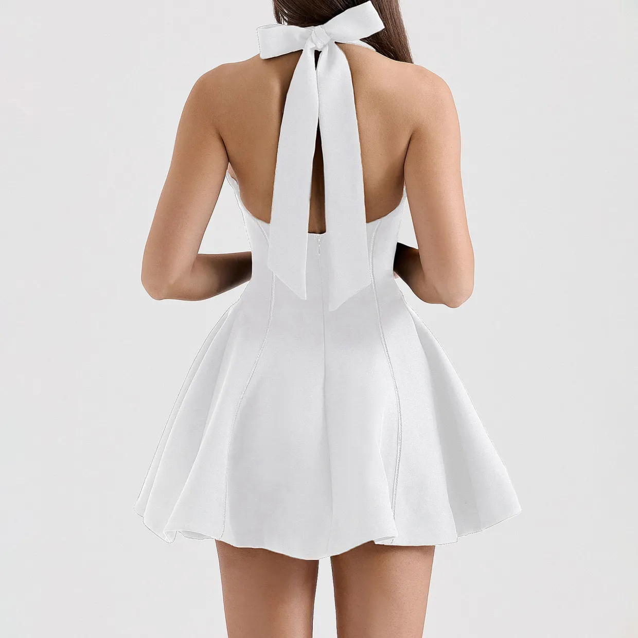 Loulette Halterneck Bow Mini Dress
