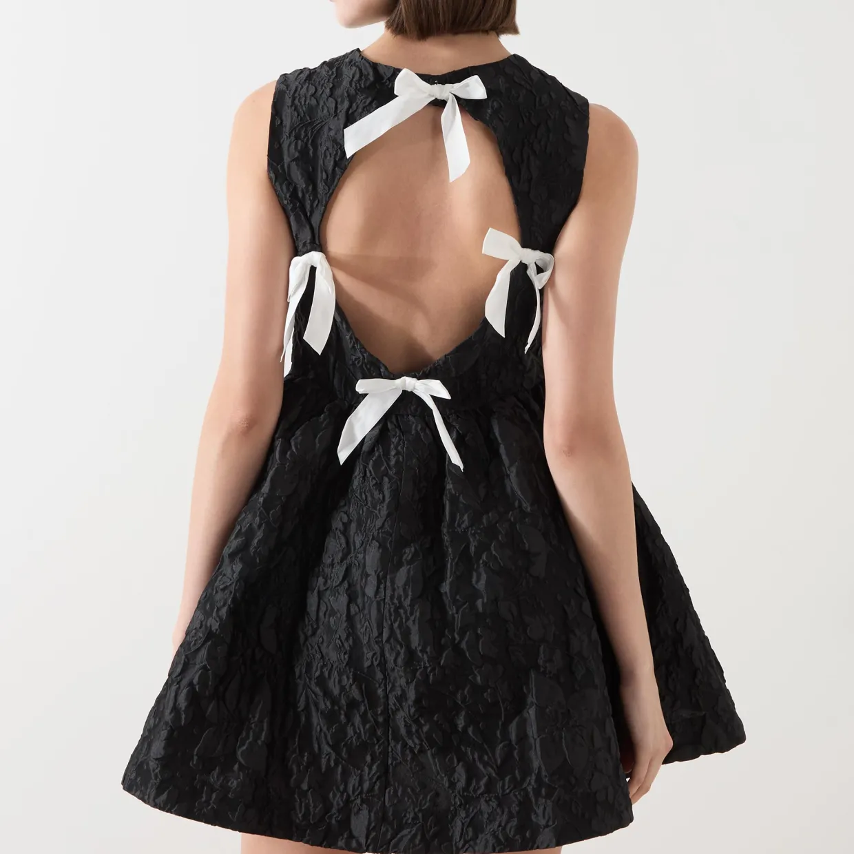Lucia Jacquard Open Back Mini Dress