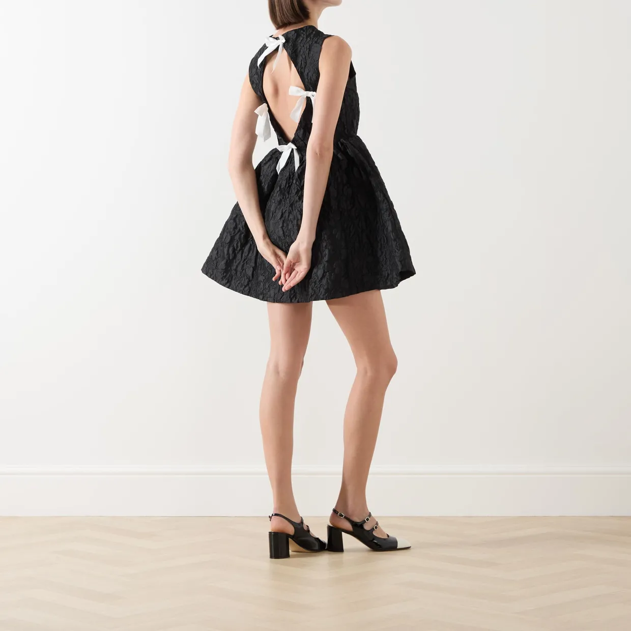 Lucia Jacquard Open Back Mini Dress