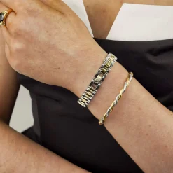 Lumina Two-Tone Cuff Bangle