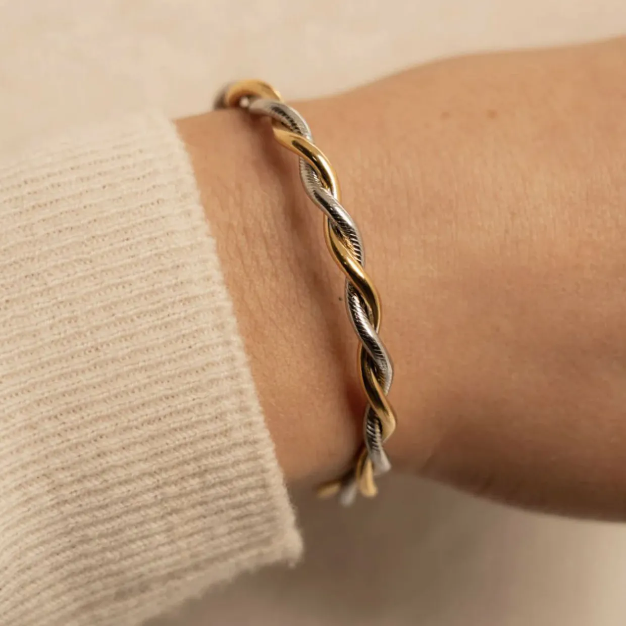 Lumina Two-Tone Cuff Bangle