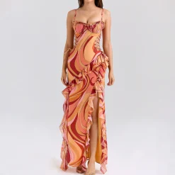 Lumira Swirl Ruffle Cut Out Dress