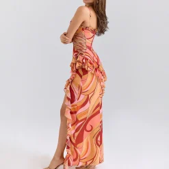 Lumira Swirl Ruffle Cut Out Dress