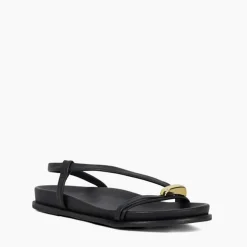 Lyn Leather Gold Toe Trim Sandals