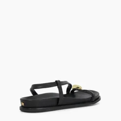 Lyn Leather Gold Toe Trim Sandals