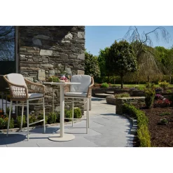 Lyon Garden Round Bar Table Set Coconut Urano Ivory