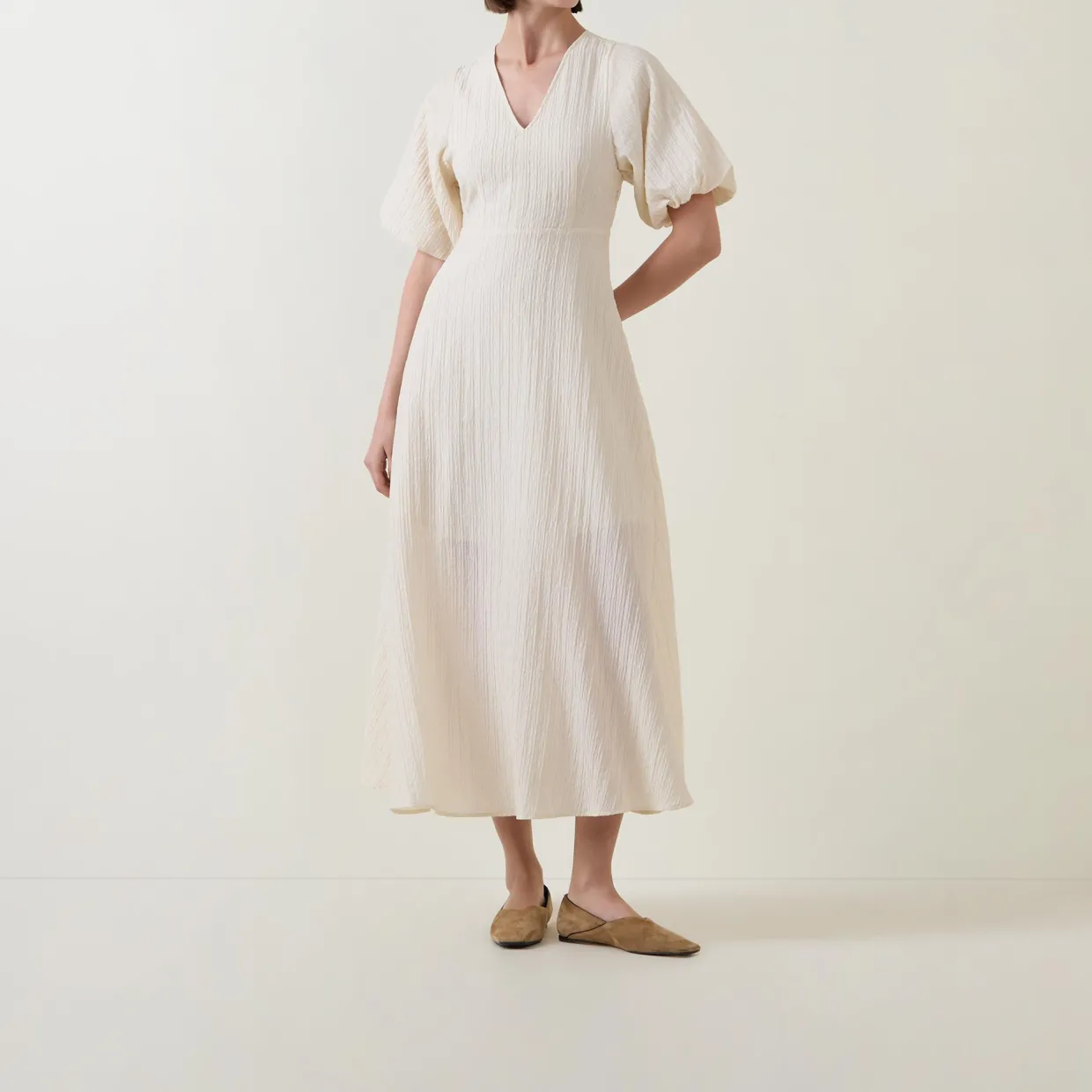 Maddie Puff-Sleeve Flared Dress