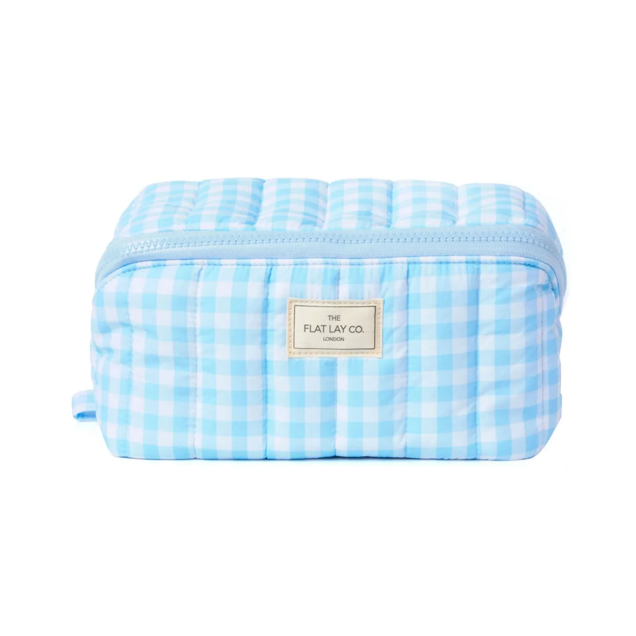 Marshmallow Flat Lay Makeup Box Bag - Baby Blue Gingham