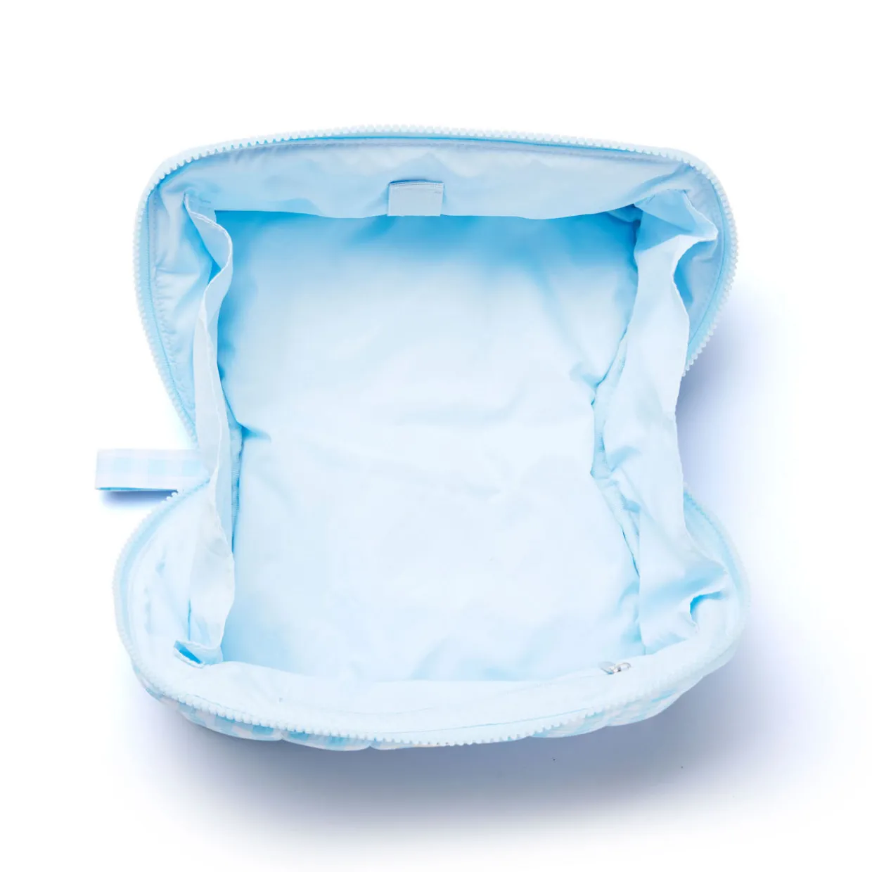Marshmallow Flat Lay Makeup Box Bag - Baby Blue Gingham