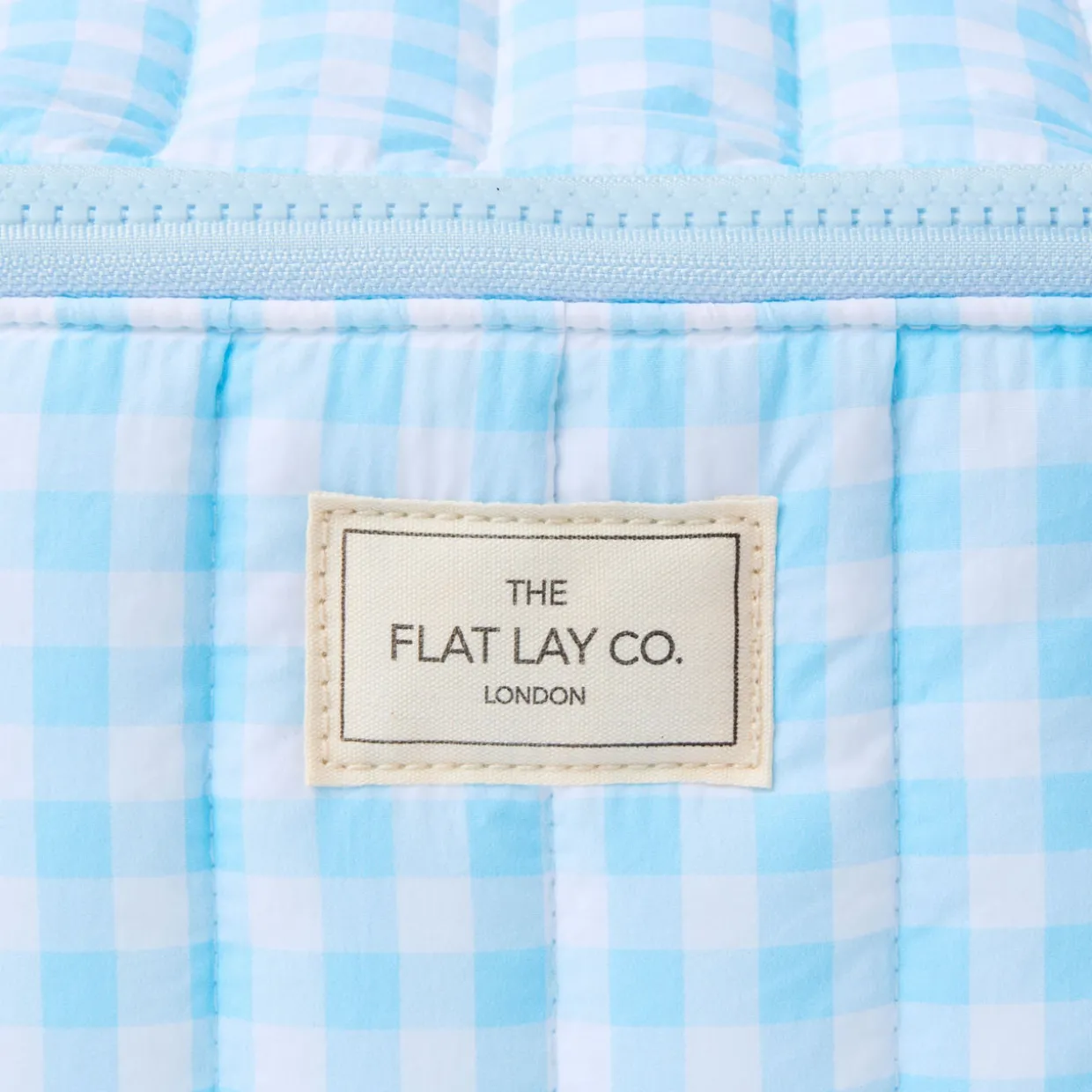 Marshmallow Flat Lay Makeup Box Bag - Baby Blue Gingham