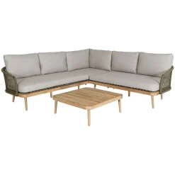 Maui 3-Piece Garden Lounge Set Stone Sand Olive Green
