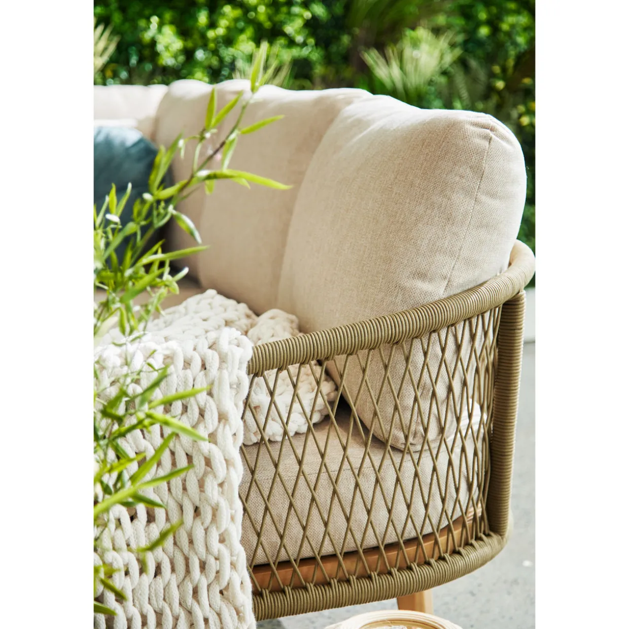 Maui 3-Piece Garden Lounge Set Stone Sand Olive Green