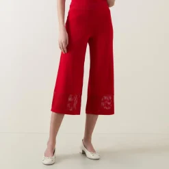 Mesh Panel Wide Leg Cropped Trousers