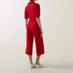 Mesh Panel Wide Leg Cropped Trousers