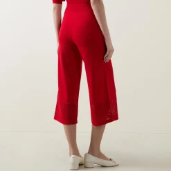 Mesh Panel Wide Leg Cropped Trousers