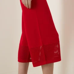 Mesh Panel Wide Leg Cropped Trousers