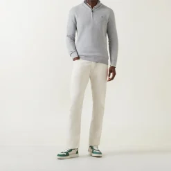 Mesh-Knit Quarter-Zip Sweater