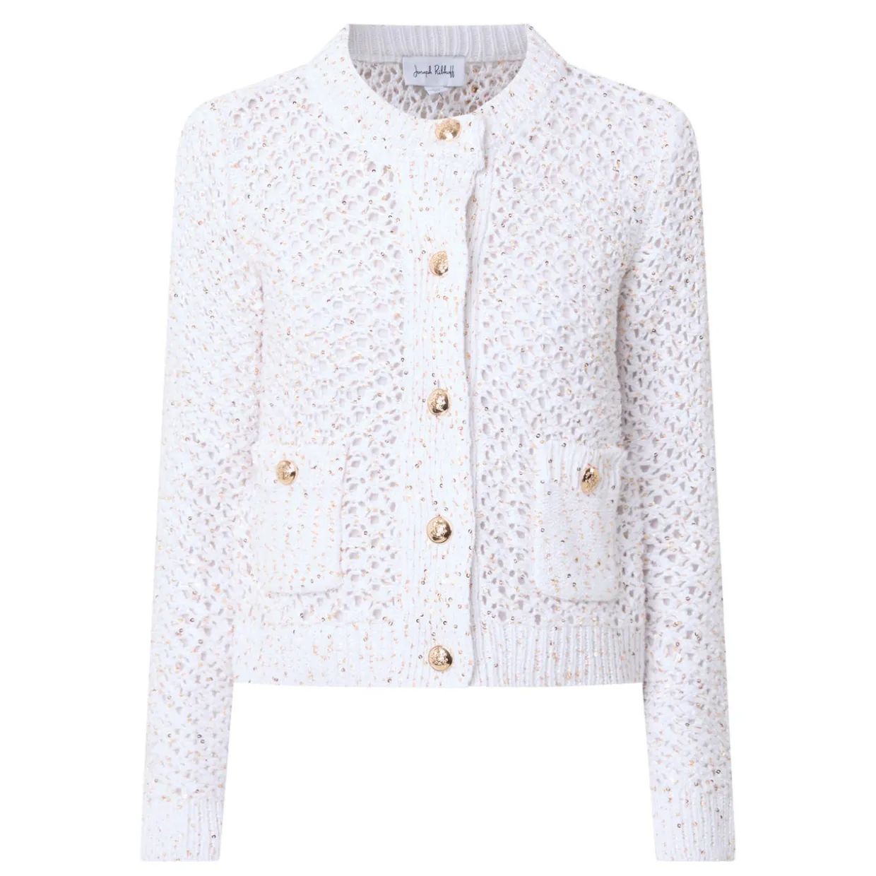Metallic Fleck Open-Knit Cardigan