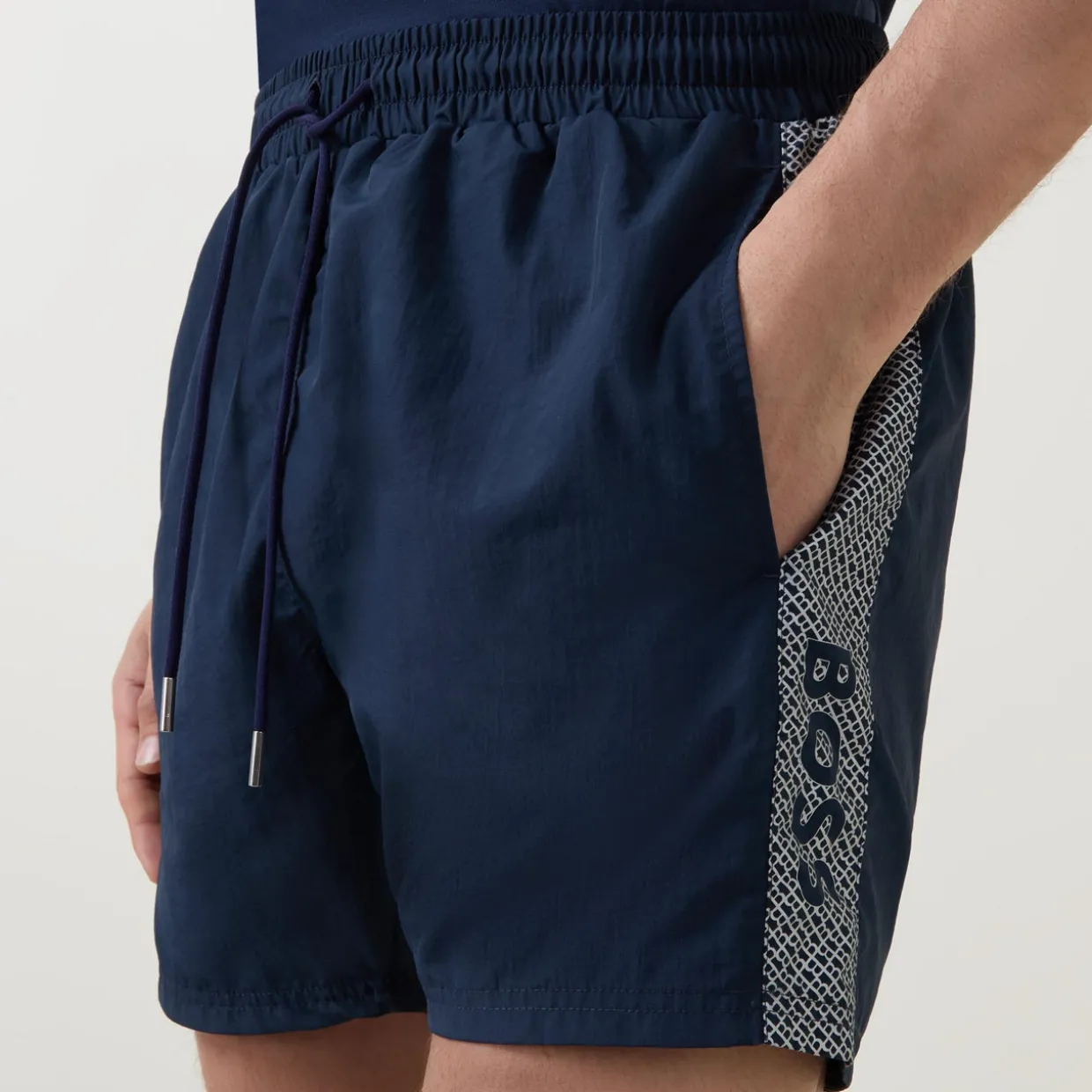Metallic Logo Drawstring Shorts