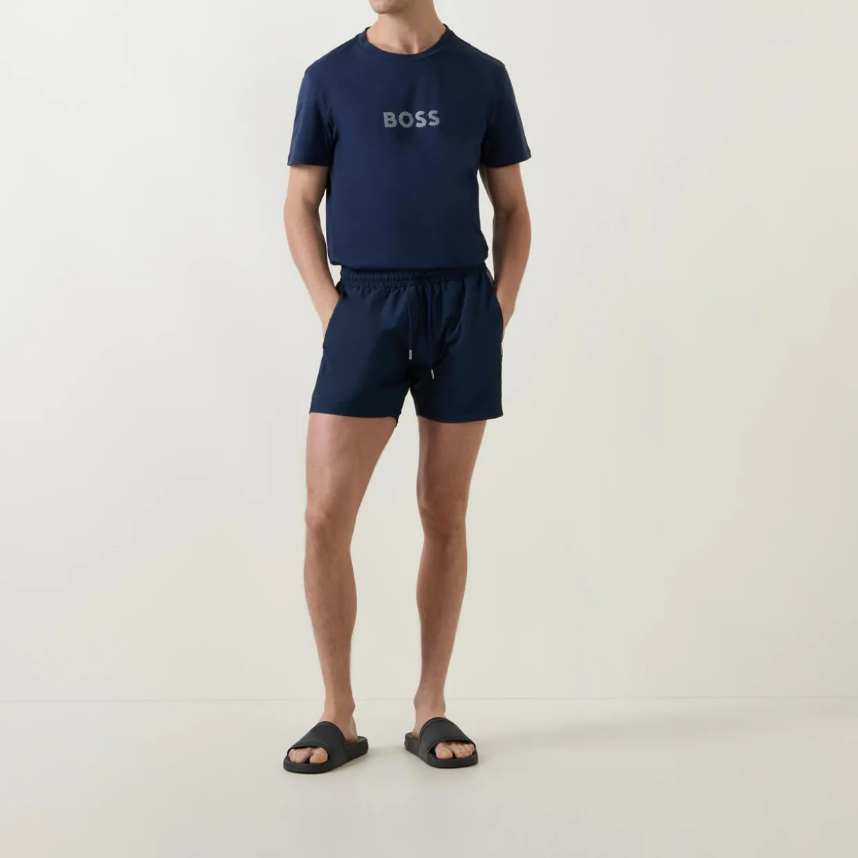 Metallic Logo Drawstring Shorts