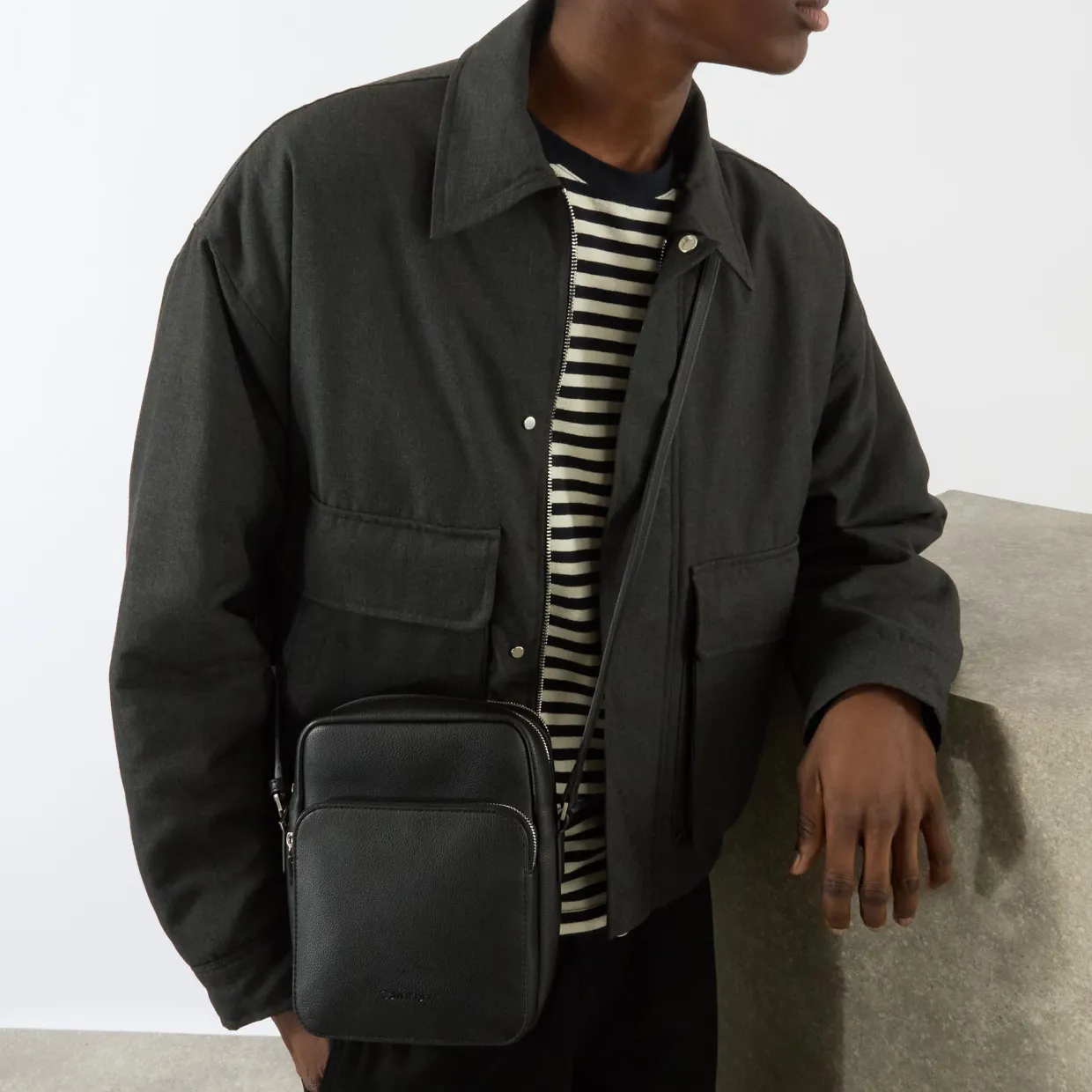 Micro Pebble Logo Messenger Bag