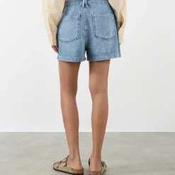 Mid-Rise Straight Denim Shorts