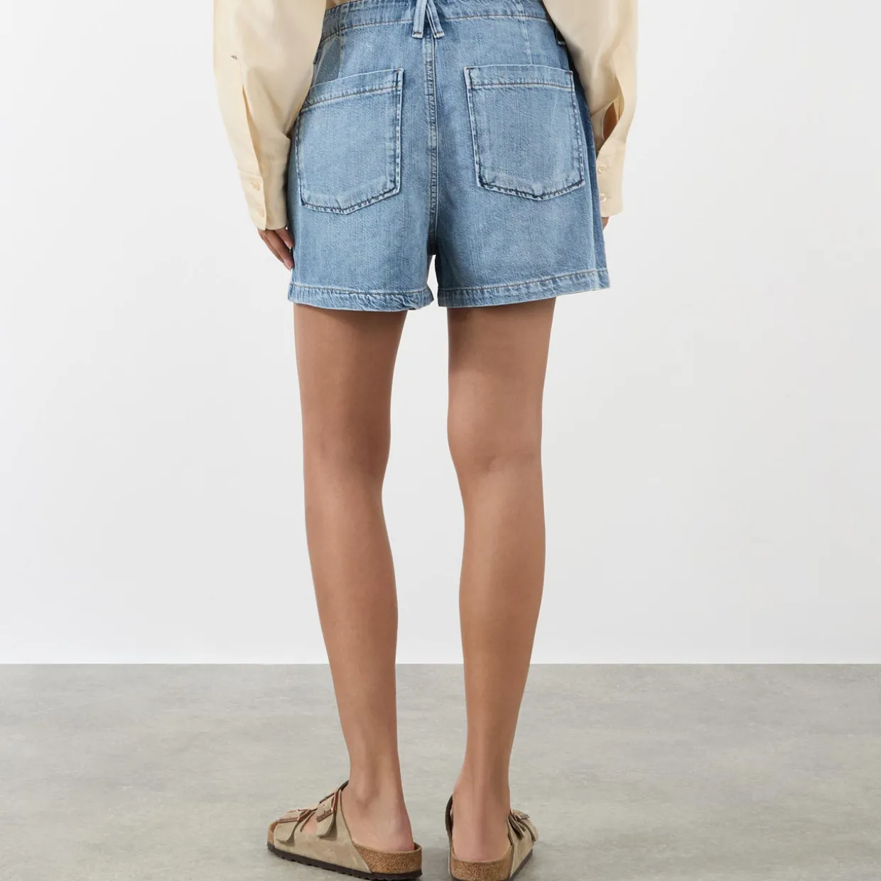 Mid-Rise Straight Denim Shorts