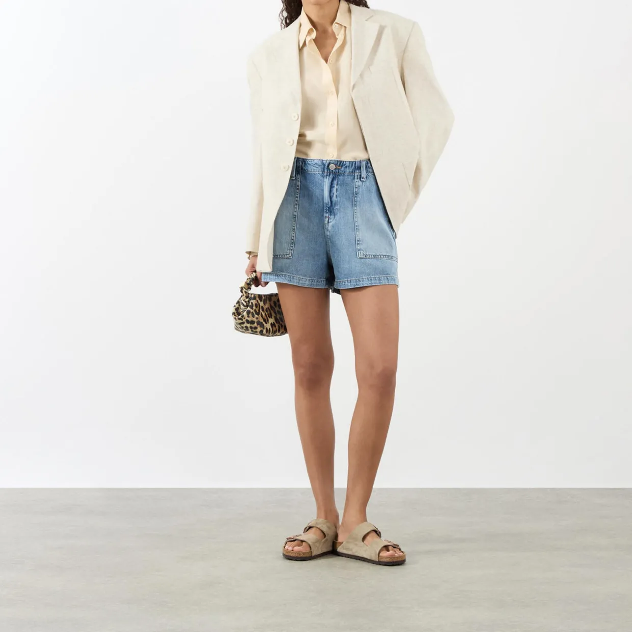 Mid-Rise Straight Denim Shorts