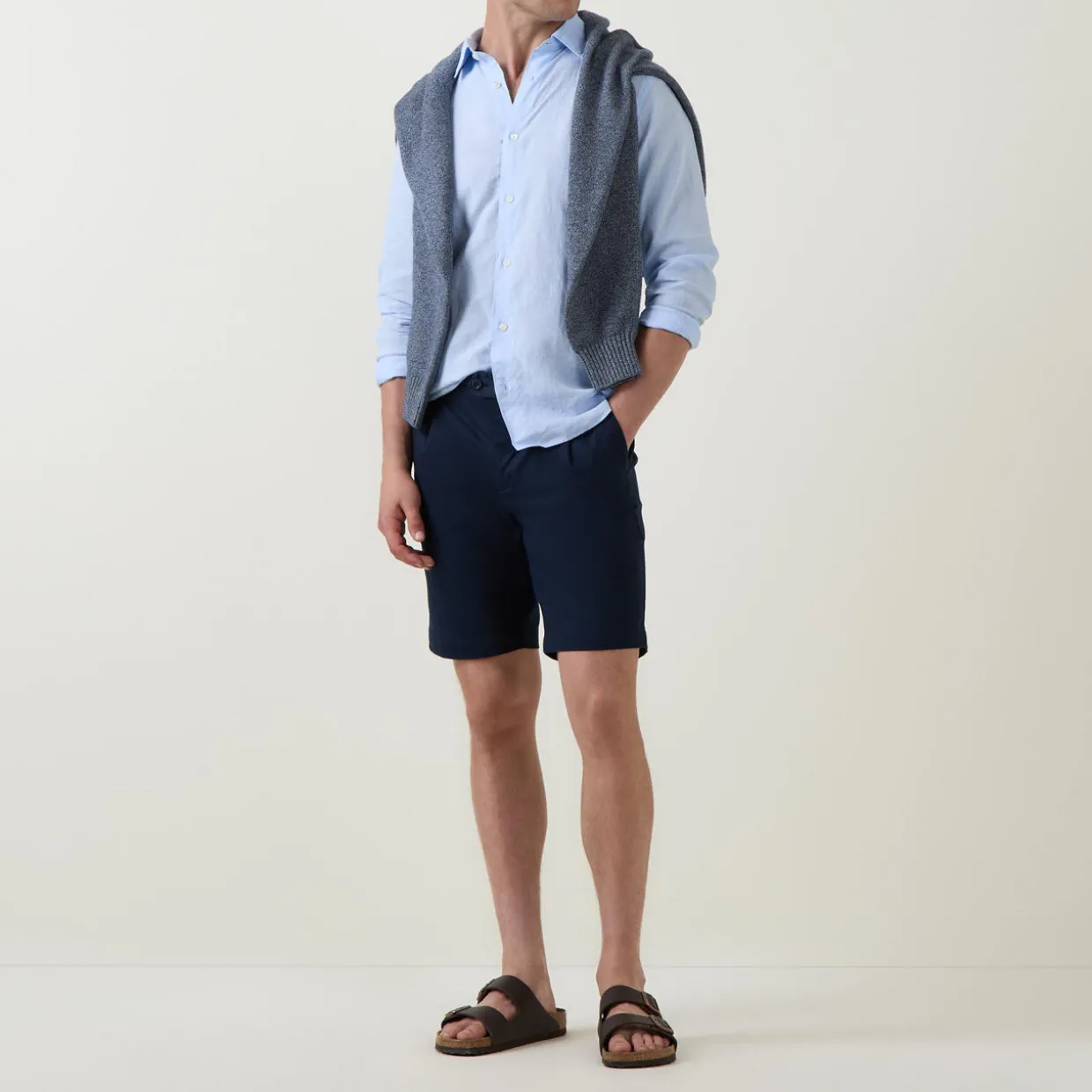 Mid-Rise Straight Leg Shorts