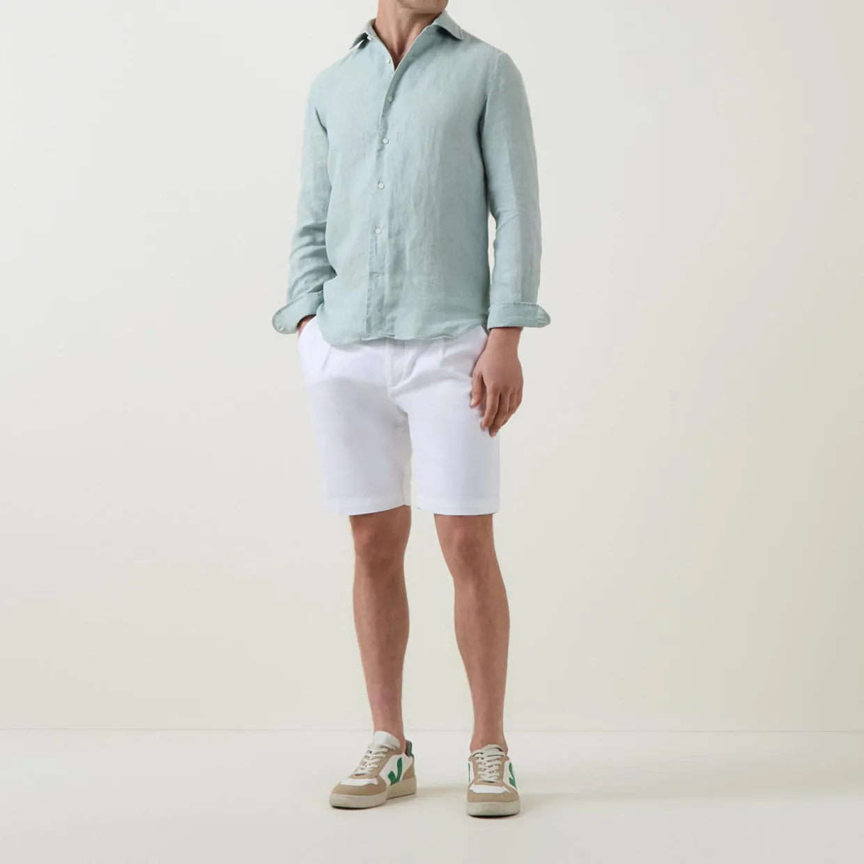 Mid-Rise Straight Leg Shorts