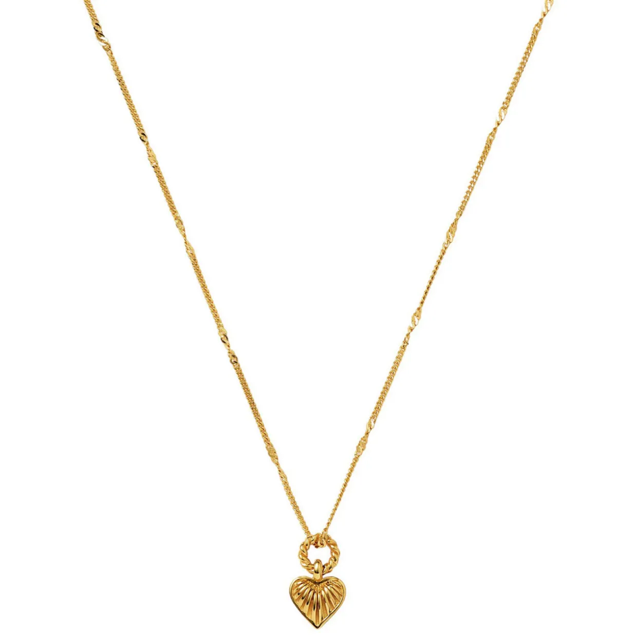Mini Ridge Heart Charm Pendant Necklace