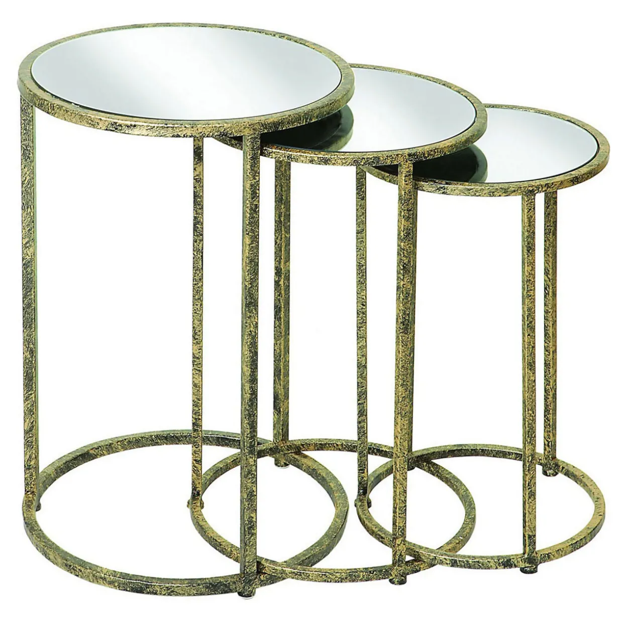 Mirror Top Nest of Tables Three-Piece Set