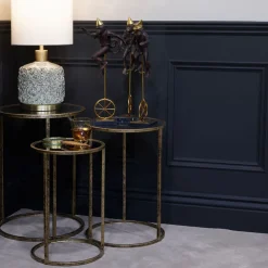 Mirror Top Nest of Tables Three-Piece Set