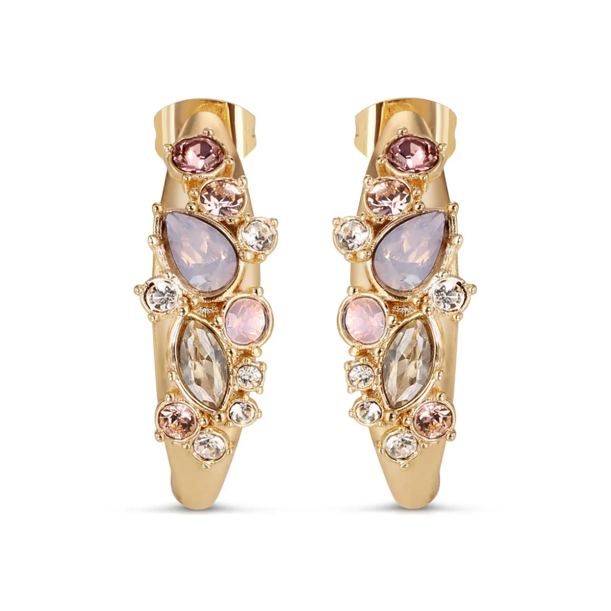 Mixed Stone Hoop Earrings