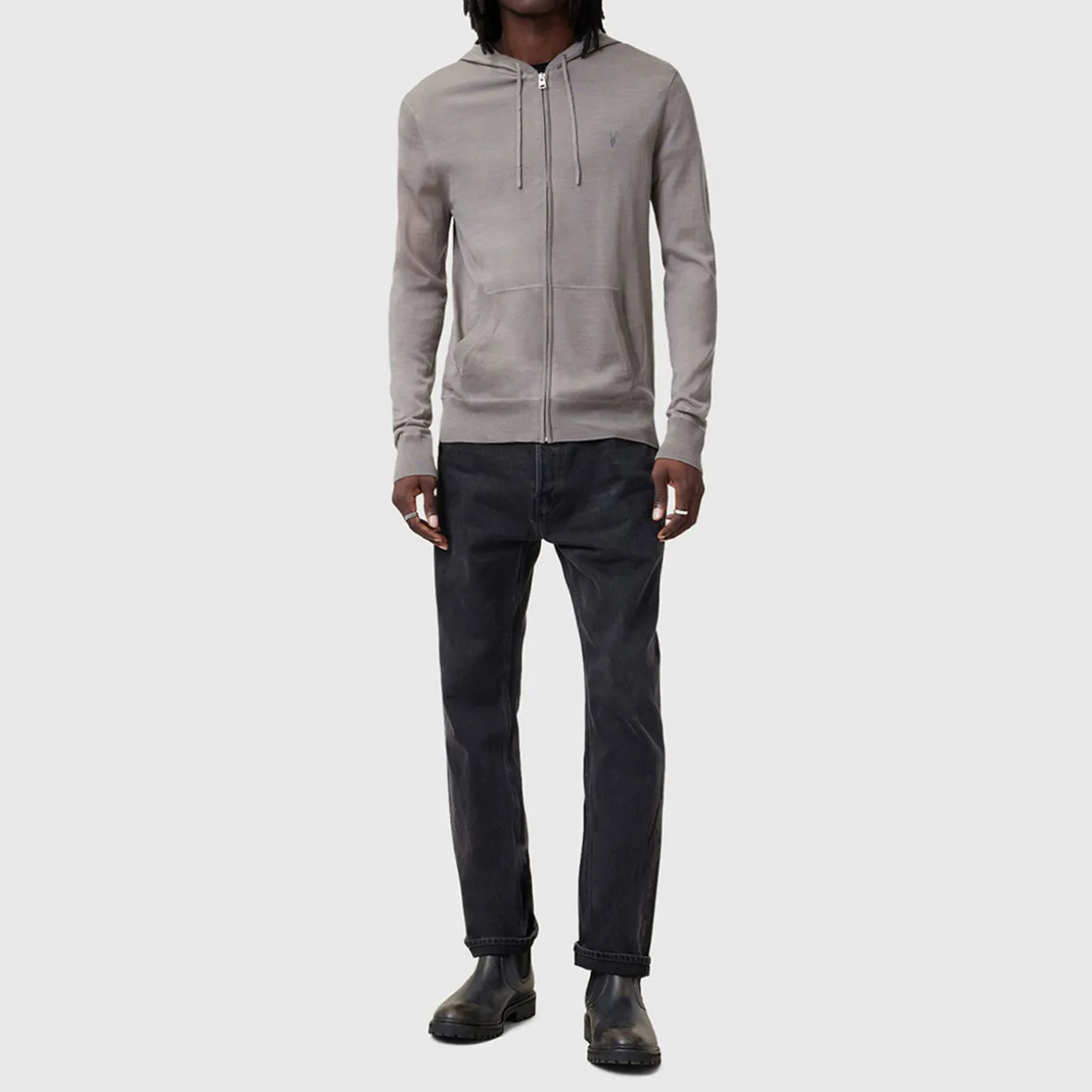 Mode Ramskull Zip Drawstring Hoodie