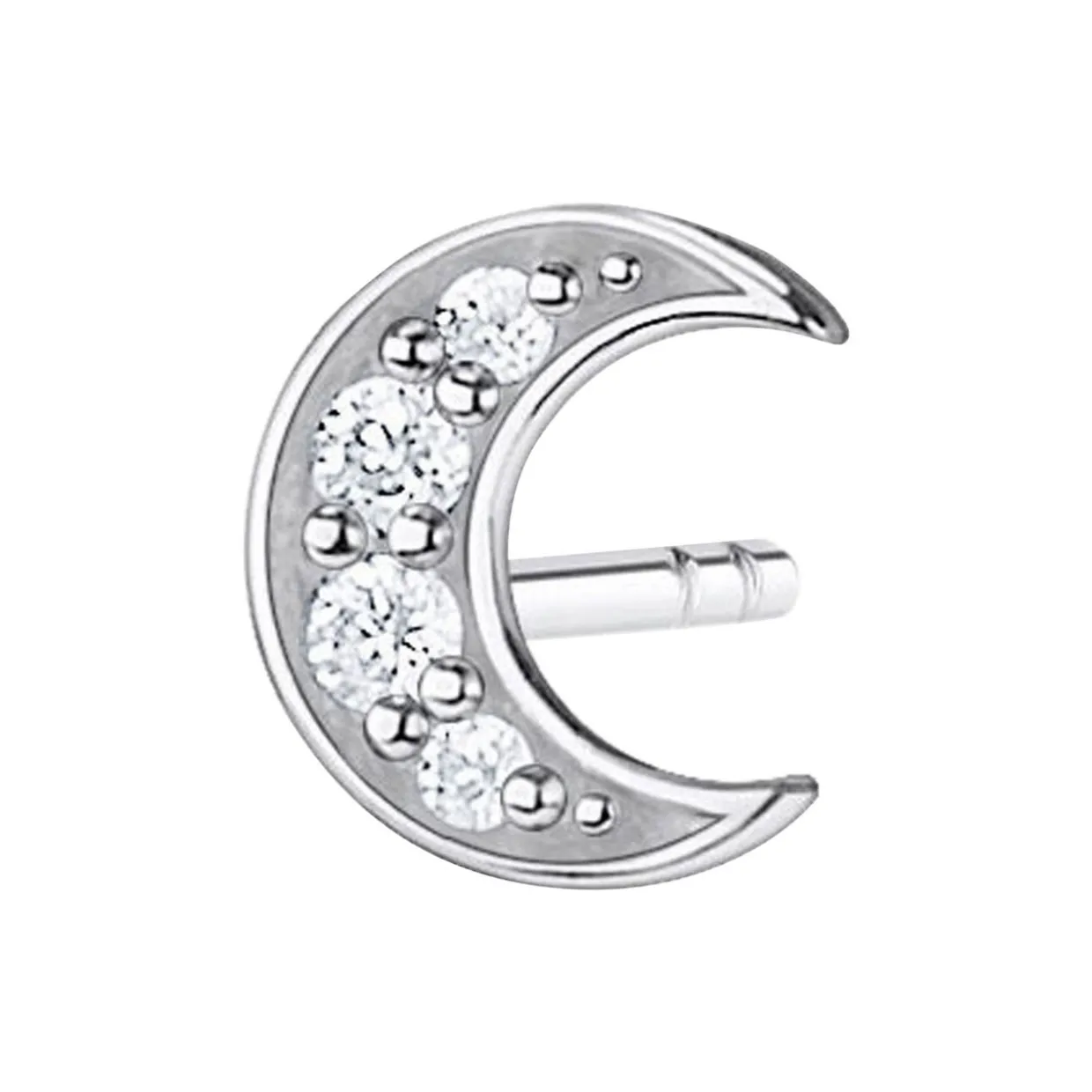 Moon Pavé Single Stud Earring