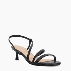 Movement Asymmetric Leather Kitten Heels