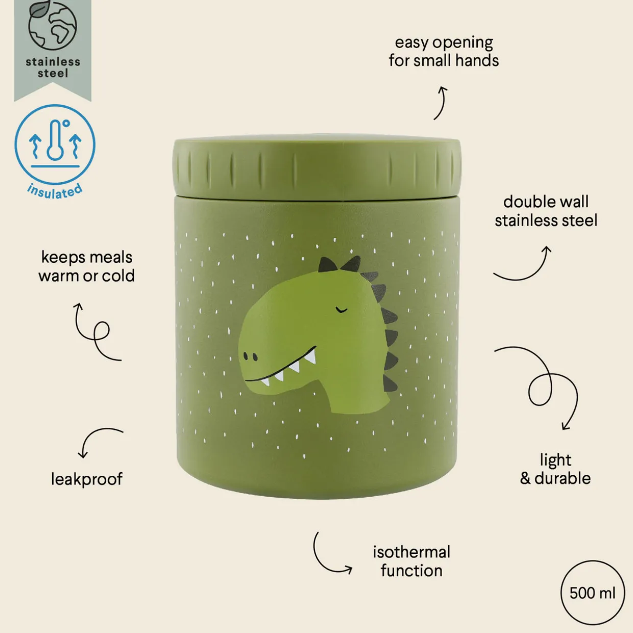 Mr. Dino Insulated Lunch Pot 500ml