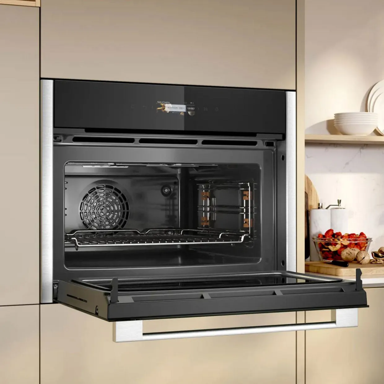 N70 Built In Compact Oven with Microwave Function Stainless Steel