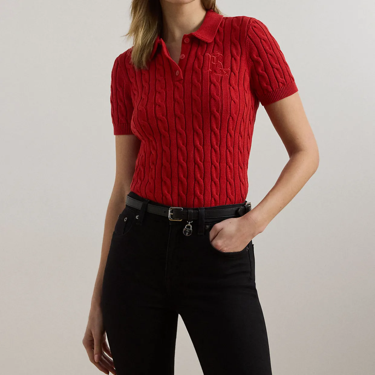 Natrissa Cable Knit Polo Shirt