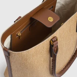 Noelle Braided Strap Raffia Tote Bag