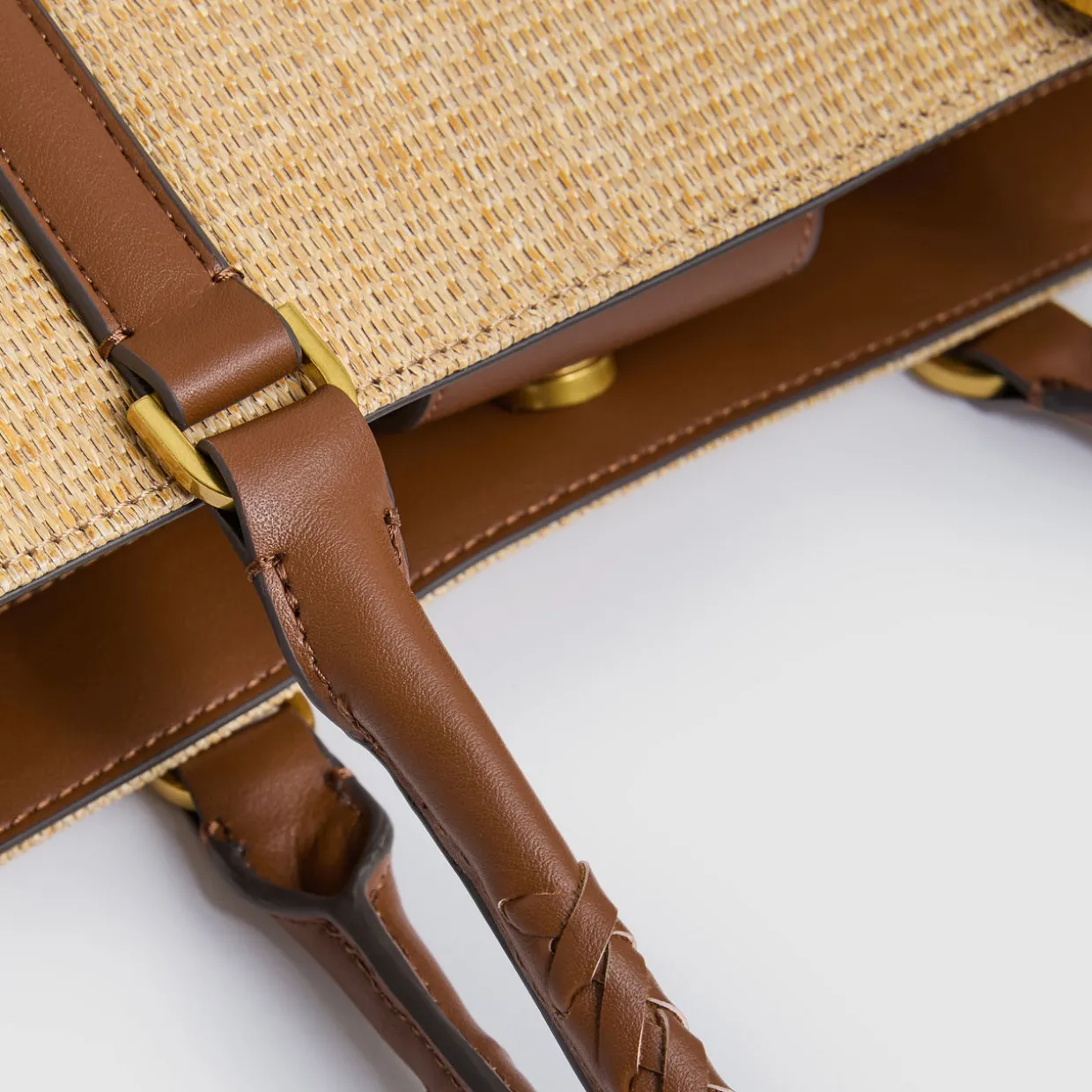 Noelle Braided Strap Raffia Tote Bag