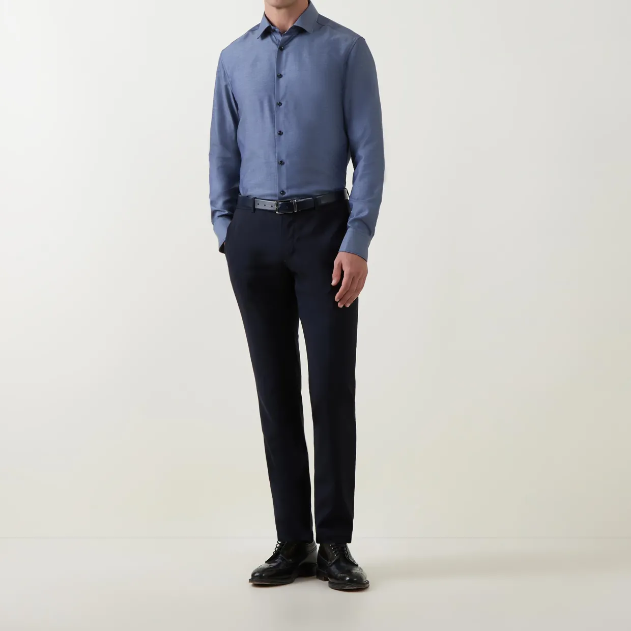 Oxford Contrast Trim Single Cuff Shirt